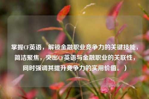 掌握CF英语,解锁金融职业竞争力的关键技能,简洁聚焦,突出CF英语与金融职业的关联性,同时强调其提升竞争力的实用价值。)