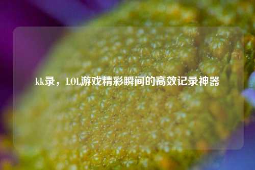 kk录，LOL游戏精彩瞬间的高效记录神器