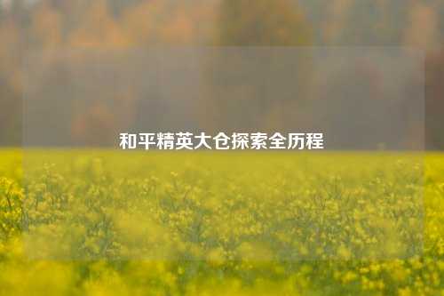 和平精英大仓探索全历程