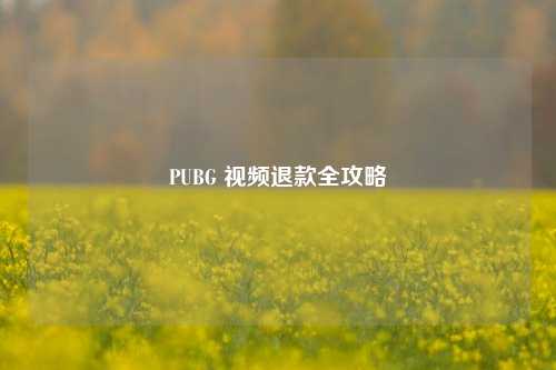 PUBG 视频退款全攻略