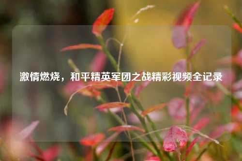 激情燃烧，和平精英军团之战精彩视频全记录