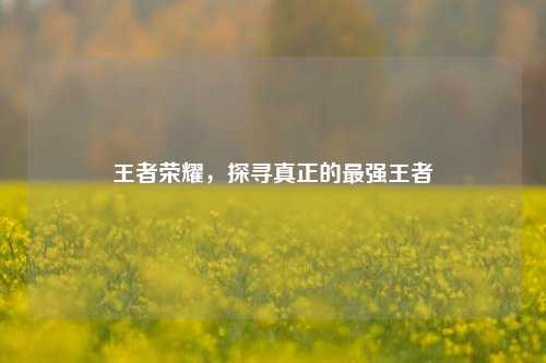 王者荣耀，探寻真正的最强王者