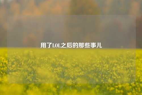 用了LOL之后的那些事儿