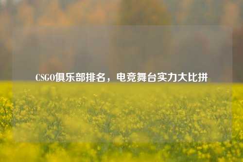 CSGO俱乐部排名，电竞舞台实力大比拼