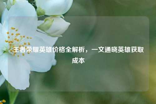王者荣耀英雄价格全解析，一文通晓英雄获取成本