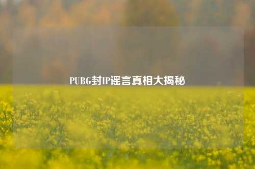 PUBG封IP谣言真相大揭秘