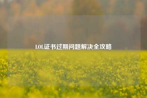 LOL证书过期问题解决全攻略
