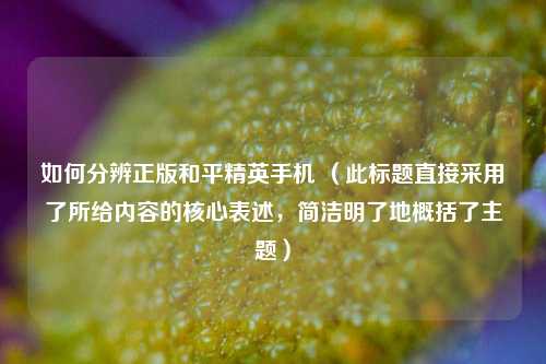如何分辨正版和平精英手机 （此标题直接采用了所给内容的核心表述，简洁明了地概括了主题）