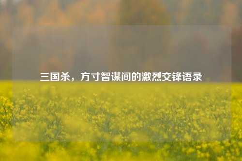 三国杀,方寸智谋间的激烈交锋语录