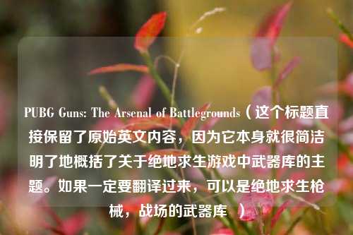 PUBG Guns: The Arsenal of Battlegrounds(这个标题直接保留了原始英文内容,因为它本身就很简洁明了地概括了关于绝地求生游戏中武器库的主题。如果一定要翻译过来,可以是绝地求生枪械,战场的武器库 )