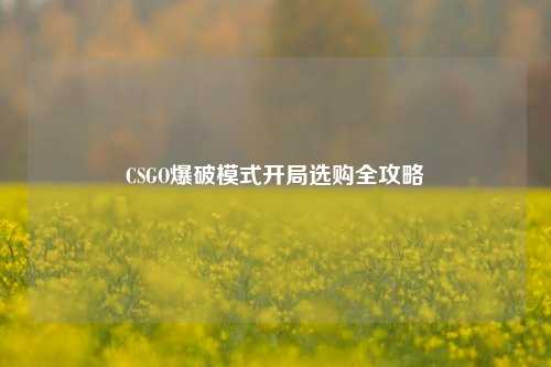 CSGO爆破模式开局选购全攻略