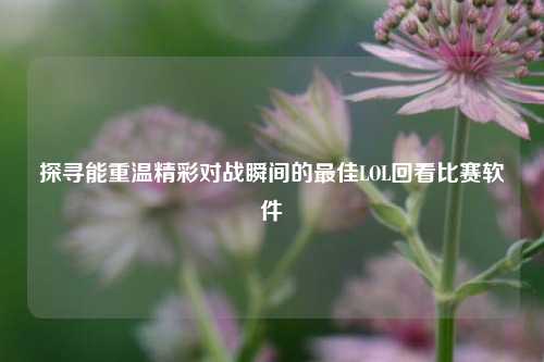 探寻能重温精彩对战瞬间的最佳LOL回看比赛软件