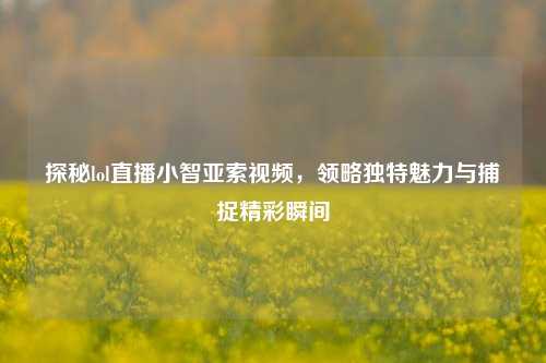 探秘lol直播小智亚索视频，领略独特魅力与捕捉精彩瞬间