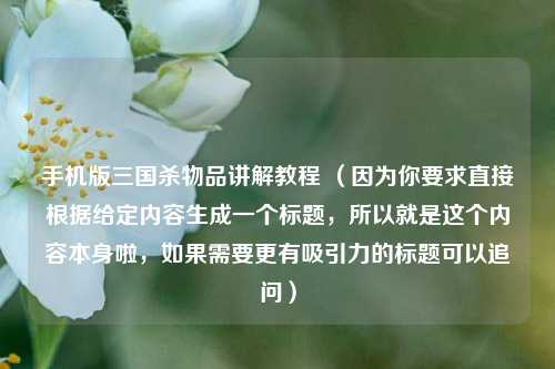 手机版三国杀物品讲解教程 (因为你要求直接根据给定内容生成一个标题,所以就是这个内容本身啦,如果需要更有吸引力的标题可以追问)