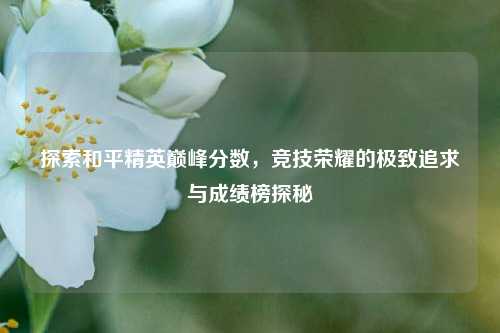 探索和平精英巅峰分数,竞技荣耀的极致追求与成绩榜探秘