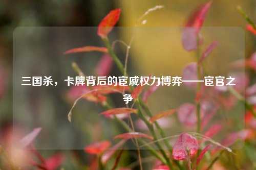 三国杀,卡牌背后的宦戚权力博弈——宦官之争
