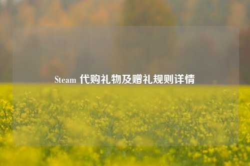 Steam 代购礼物及赠礼规则详情