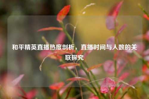 和平精英直播热度剖析,直播时间与人数的关联探究