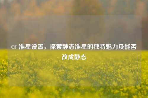 CF 准星设置,探索静态准星的独特魅力及能否改成静态