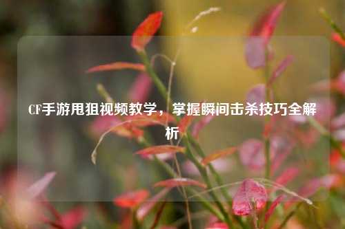 CF手游甩狙视频教学，掌握瞬间击杀技巧全解析