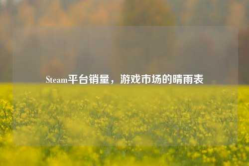 Steam平台销量，游戏市场的晴雨表