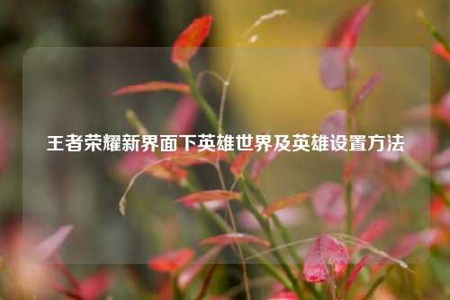 王者荣耀新界面下英雄世界及英雄设置方法
