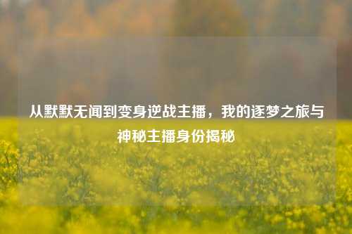 从默默无闻到变身逆战主播，我的逐梦之旅与神秘主播身份揭秘