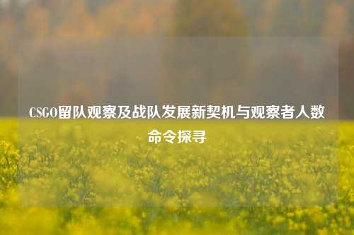 CSGO留队观察及战队发展新契机与观察者人数命令探寻