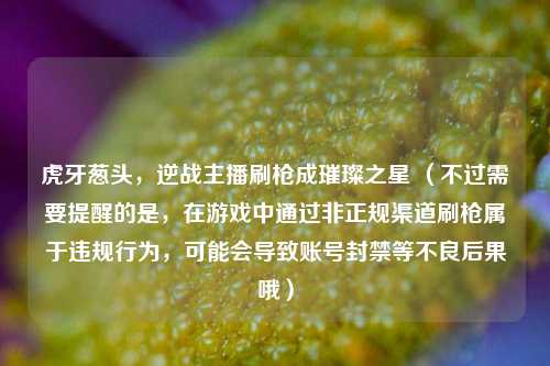 虎牙葱头,逆战主播刷枪成璀璨之星 (不过需要提醒的是,在游戏中通过非正规渠道刷枪属于违规行为,可能会导致账号封禁等不良后果哦)