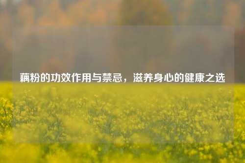 藕粉的功效作用与禁忌，滋养身心的健康之选