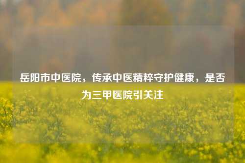岳阳市中医院，传承中医精粹守护健康，是否为三甲医院引关注