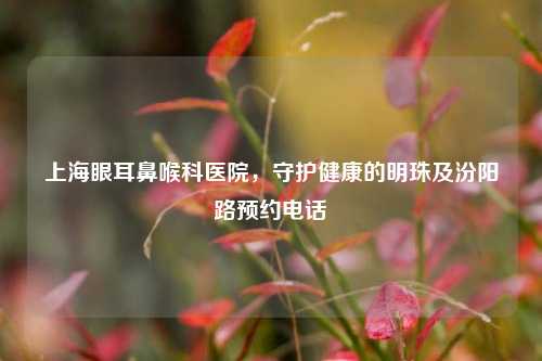 上海眼耳鼻喉科医院,守护健康的明珠及汾阳路预约电话