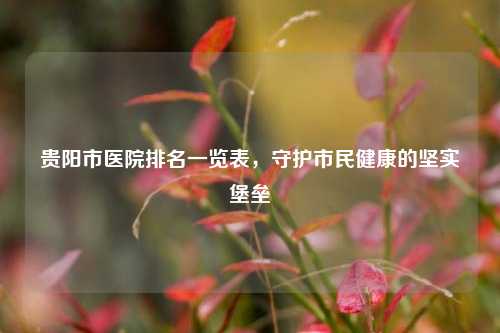贵阳市医院排名一览表,守护市民健康的坚实堡垒