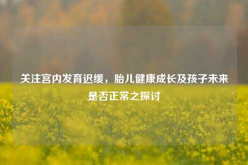 关注宫内发育迟缓，胎儿健康成长及孩子未来是否正常之探讨