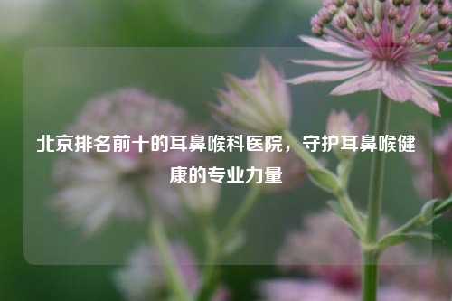 北京排名前十的耳鼻喉科医院,守护耳鼻喉健康的专业力量