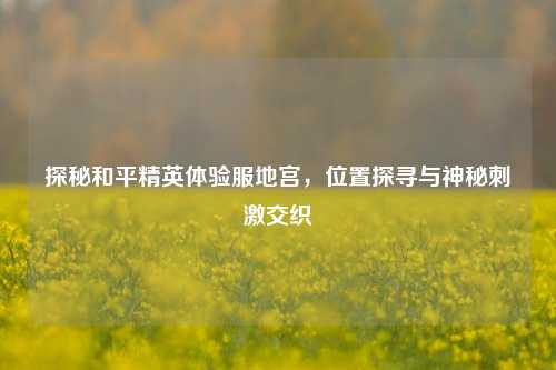 探秘和平精英体验服地宫，位置探寻与神秘刺激交织
