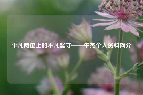 平凡岗位上的不凡坚守——牛杰个人资料简介