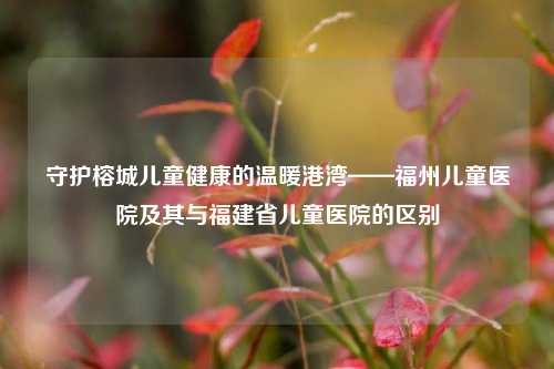 守护榕城儿童健康的温暖港湾——福州儿童医院及其与福建省儿童医院的区别