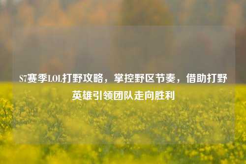 S7赛季LOL打野攻略，掌控野区节奏，借助打野英雄引领团队走向胜利
