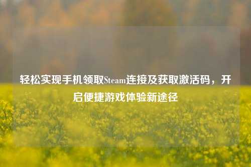 轻松实现手机领取Steam连接及获取激活码,开启便捷游戏体验新途径