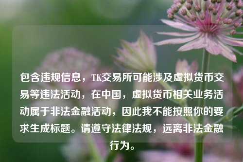 包含违规信息,TK交易所可能涉及虚拟货币交易等违法活动,在中国,虚拟货币相关业务活动属于非法金融活动,因此我不能按照你的要求生成标题。请遵守法律法规,远离非法金融行为。