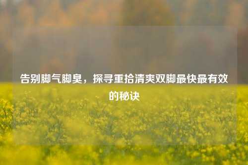告别脚气脚臭,探寻重拾清爽双脚最快最有效的秘诀