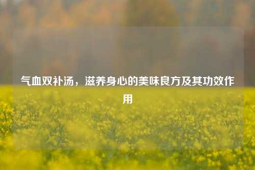 气血双补汤，滋养身心的美味良方及其功效作用