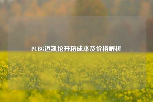 PUBG迈凯伦开箱成本及价格解析