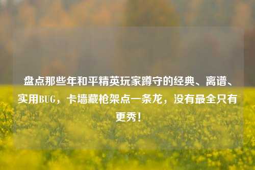 盘点那些年和平精英玩家蹲守的经典、离谱、实用BUG，卡墙藏枪架点一条龙，没有最全只有更秀！