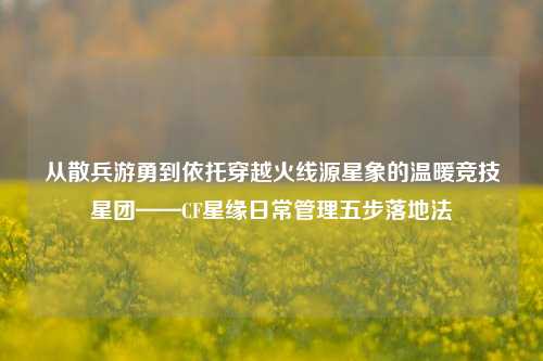 从散兵游勇到依托穿越火线源星象的温暖竞技星团——CF星缘日常管理五步落地法