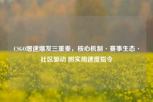 CSGO增速爆发三重奏，核心机制·赛事生态·社区驱动 附实用速度指令