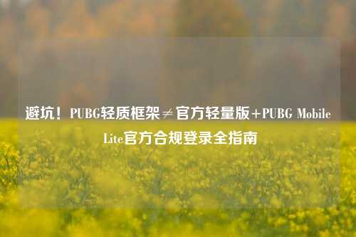 避坑！PUBG轻质框架≠官方轻量版+PUBG Mobile Lite官方合规登录全指南