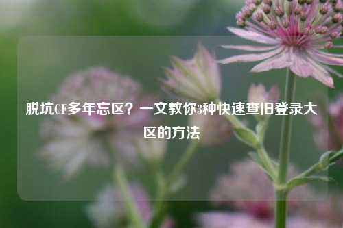 脱坑CF多年忘区？一文教你3种快速查旧登录大区的方法