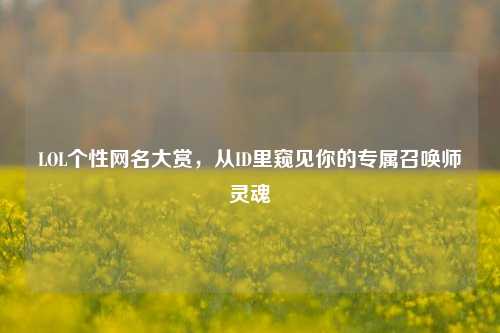 LOL个性网名大赏，从ID里窥见你的专属召唤师灵魂